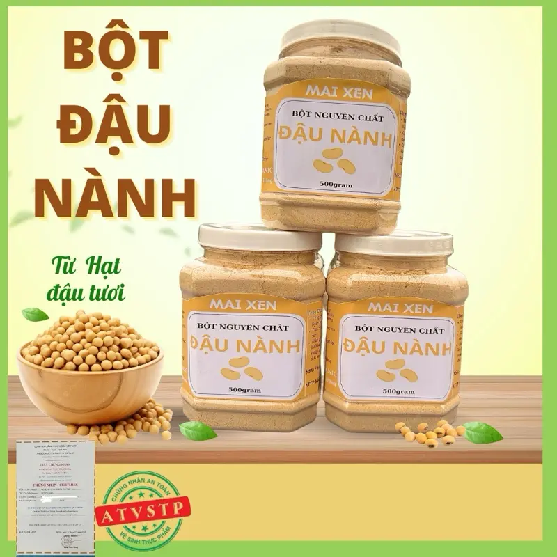 Combo 3 hộp BỘT ĐẬU NÀNH Nguyên chất rang xay [ 500gr*3] Khong chua Đường