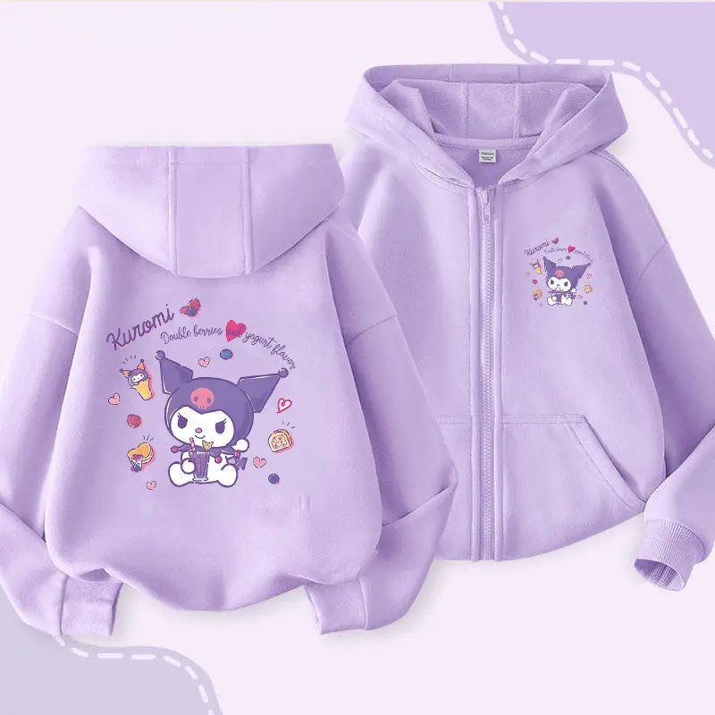 Kulomi Girls Coat Autumn Zipper Spring Autumn New Western Style Middle and Big Kids Knitted Hooded Sweatshirt ds4w
