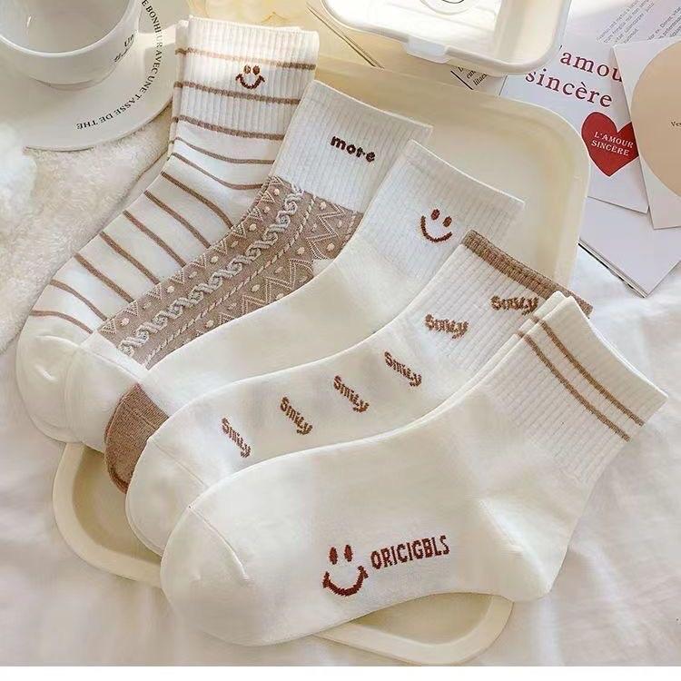 Sét 10 đôi Tất vớ nam nữ cổ lỡ trơn màu đen trắng BAsic Hàng Hiệu Phong Cách 7