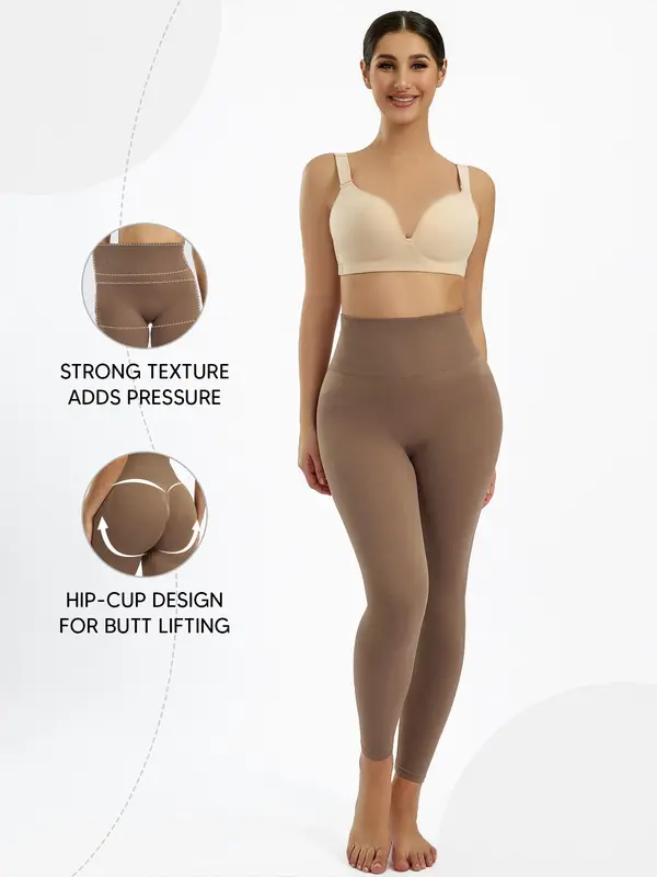 Plus Size High Waist Butt Lifting Shapewear Leggings, High Stretch Seamless Tummy Control Leggings, Women's Shapewear Bottoms For Summer Spring Fall 6
