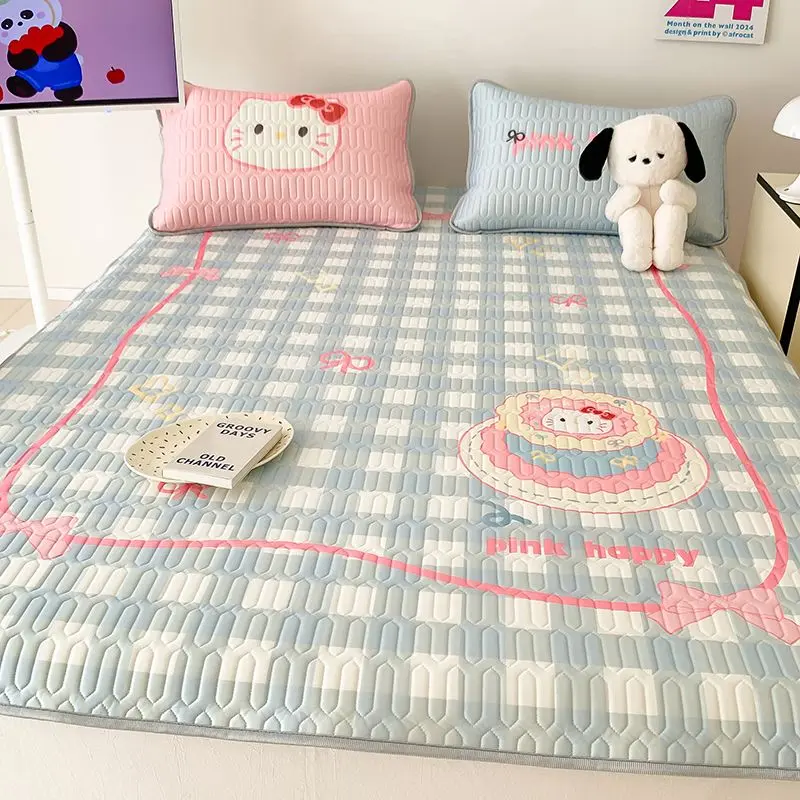 2025 Summer Ice Silk Latex Cooling Mat Three-Piece Set Children's Bed Sheet Machine Washable Dormitory Air Conditioning Mat Foldable Soft Mat
