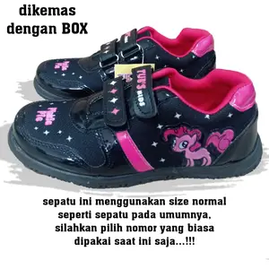 Sepatu Sekolah Anak Perempuan Karakter Kuda pony Kitty Cantik Warna Hitam Ping Usia 6-10 Tahun PAUD TK SD SMP-KIDZTUBS1358 Fashion