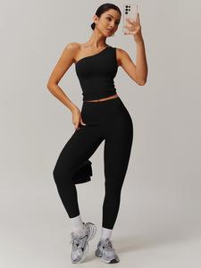Women's Solid Crop Top & Natural Waist Leggings Tracksuit Set, Sporty Breathable Comfy Outfits for Yoga Gym Workout Running, Ladies Sportswear for All Seasons