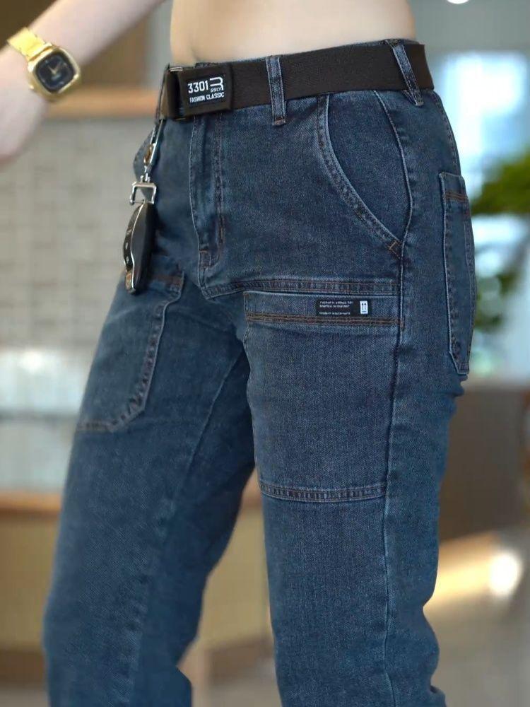 Product Introduction of Stretch Men's Jeans All-Matching Straight Six Pockets Pocket Casual Pants New Chinese Trousers 10
