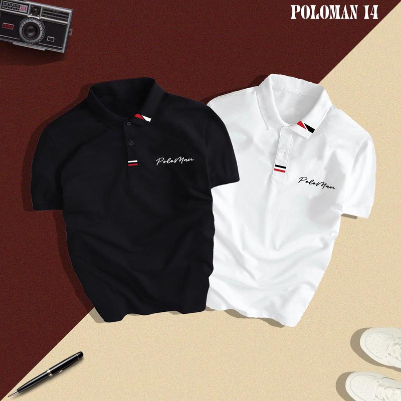 Bộ 2 áo thun polo POLOMAN 14 chất vải CVC cá sấu basic thời trang thanh lịch nam nữ có cổ unisex menswear shirt cặp nhiều màu Ngắn Tay Tay Ngắn