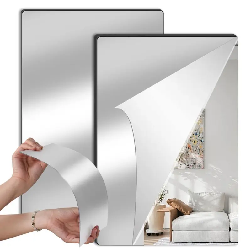6/4/2/1Pcs HD Acrylic Mirrors Set Self Adhesive Mirror /Unbreakable Wall Mirror Bedroom Living Room Bathroom DlY Home Decoration Mirror