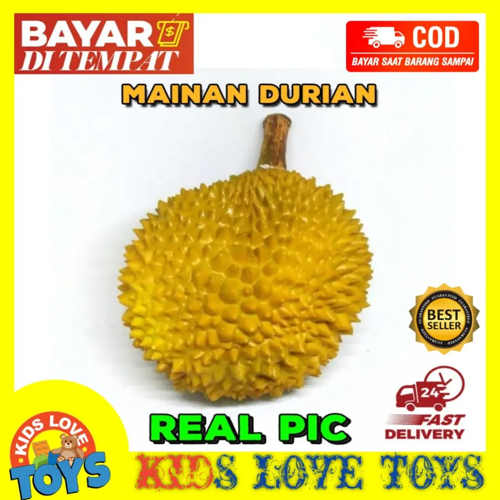 MAINAN ANAK BUAH BUAHAN SQUISHY DURIAN KARET MIRIP ASLINYA MAINAN ANAK DURIAN KARET UKURAN 30CM PROMO TERMURAH COD KLT
