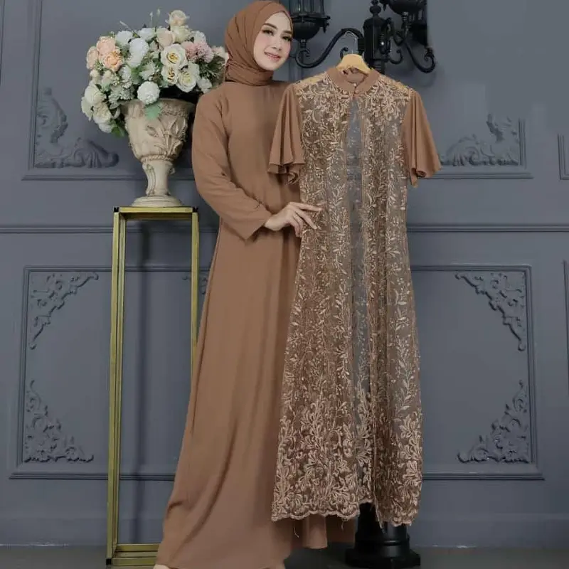 GAMIS OUTER LEPAS JUMBO LD130 S-5L/GAMIS/GAMIS TILE/GAMIS KEBAYA/GAMIS TERBARU Ceruty Mewah Muslim Seragam Tile Pesta Wanita 3