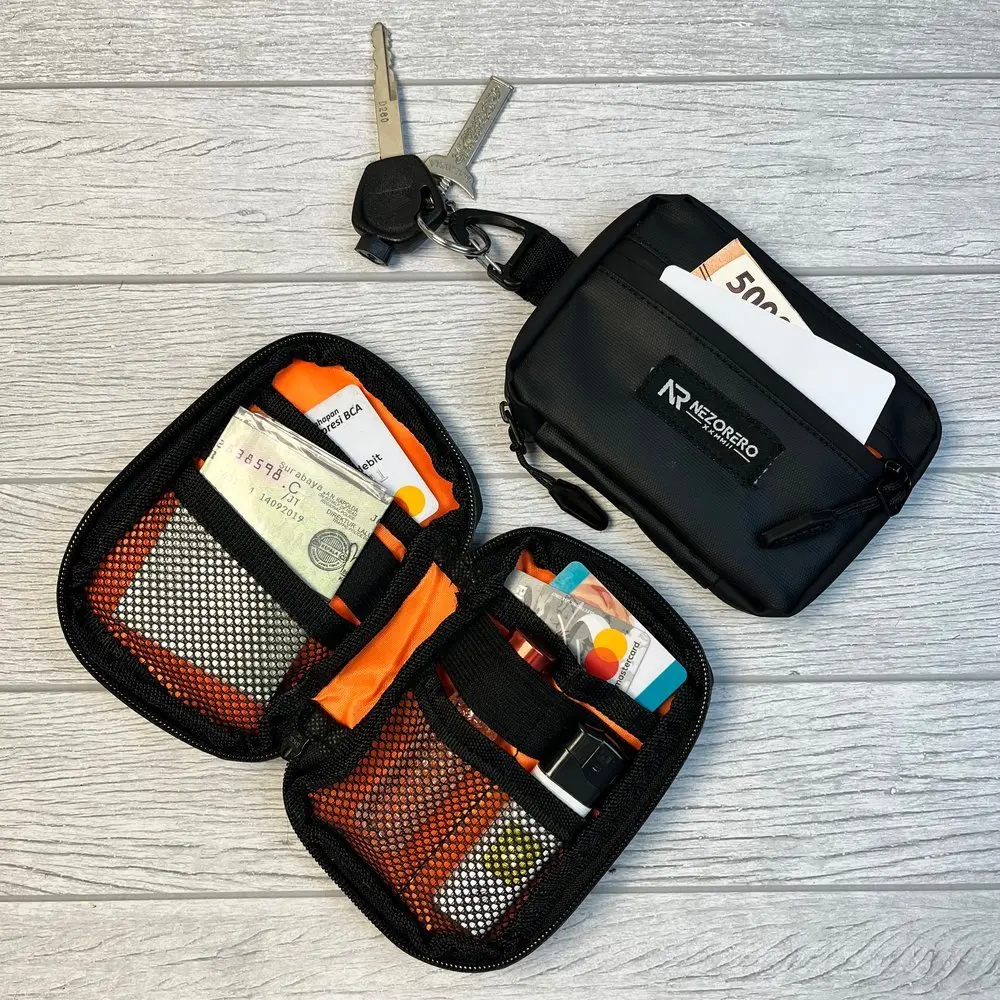 NEZORERO - Pouch Wallet Dompet STNK Dompet ATM Gantung Pinggang Pocket Pria Wanita GHANA Sako