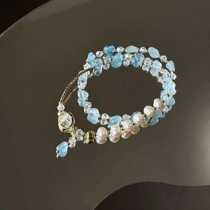 Product Introduction of Luxury Pearl Double Layer New Bracelet Crystal High-end Beaded Vintage Niche Exquisite Temperament Bangle Jewelry wlw  bracelets gelang  ldr  bergetar sweet  alhambra  bracelet cubic  zirconia 8