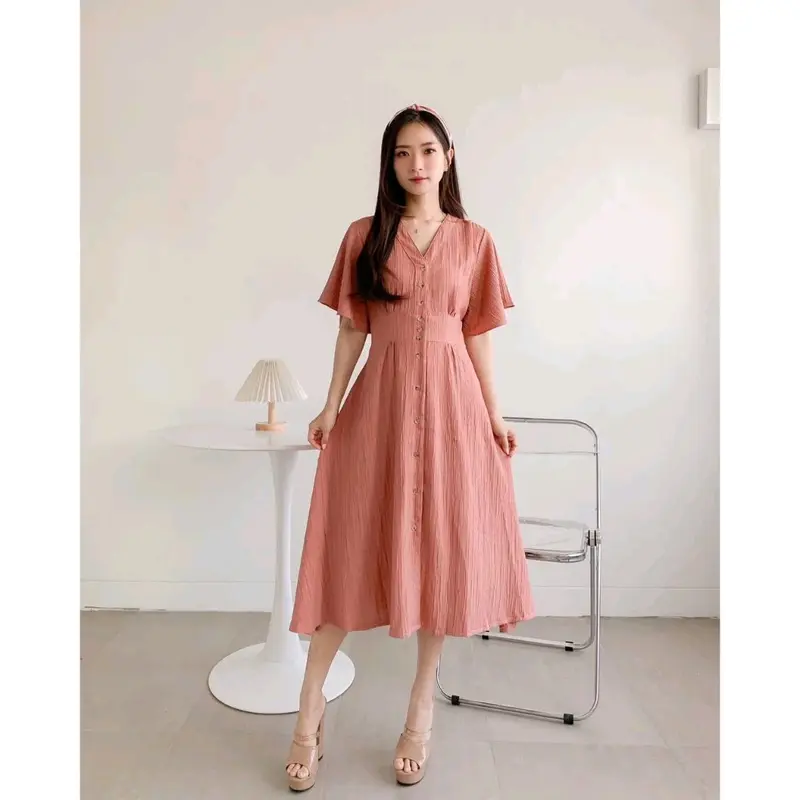 Clarissa Dress | Casual Midi Dress Wanita | Baju Wanita Dress Korea | Midi Dress Natal 4