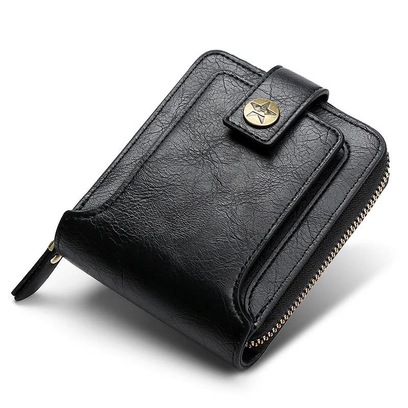 Vintage Small Men's Wallet Pu Leather Short Purse Men Hasp Zipper Clutch Solid Porte Feuille Hommes Porte Monnaie Homme 6