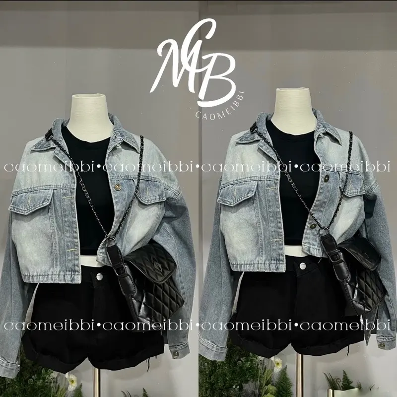 CAOMEIBBI - ÁO KHOÁC JEANS NGẮN TAY DÀI - CROP JACKET.