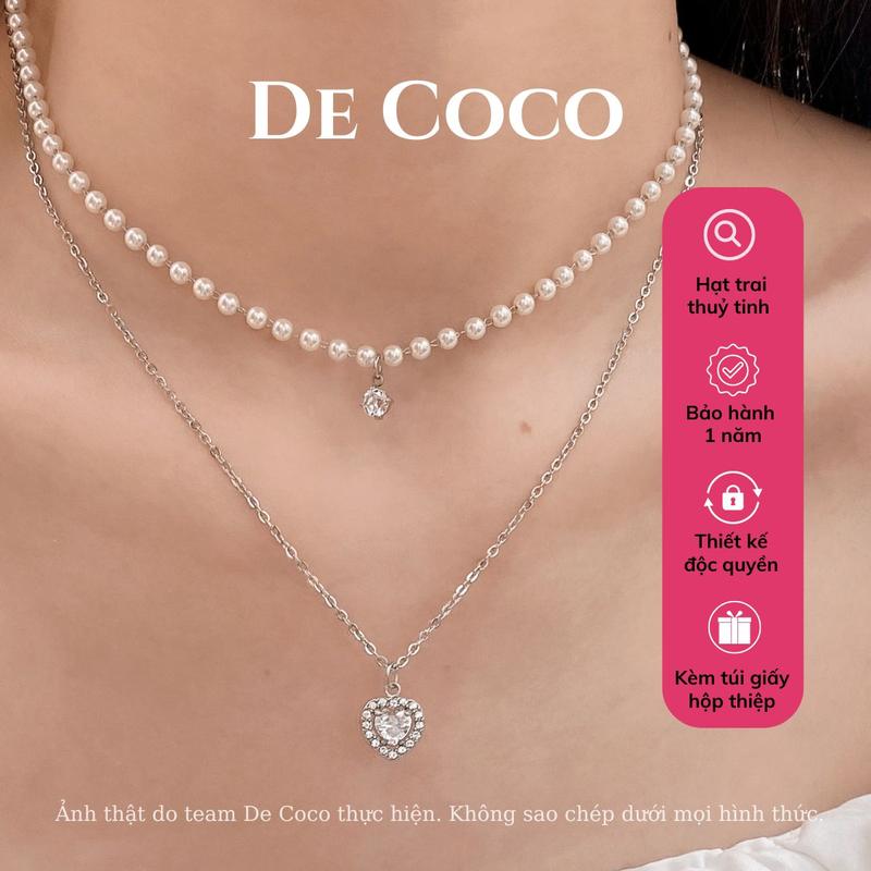 ( XẢ KHO ) KHÔNG ĐEN GỈ - Vòng cổ, dây chuyền choker layer 2 lớp DELILA De Coco Trang Sức Jewelry Nữ
