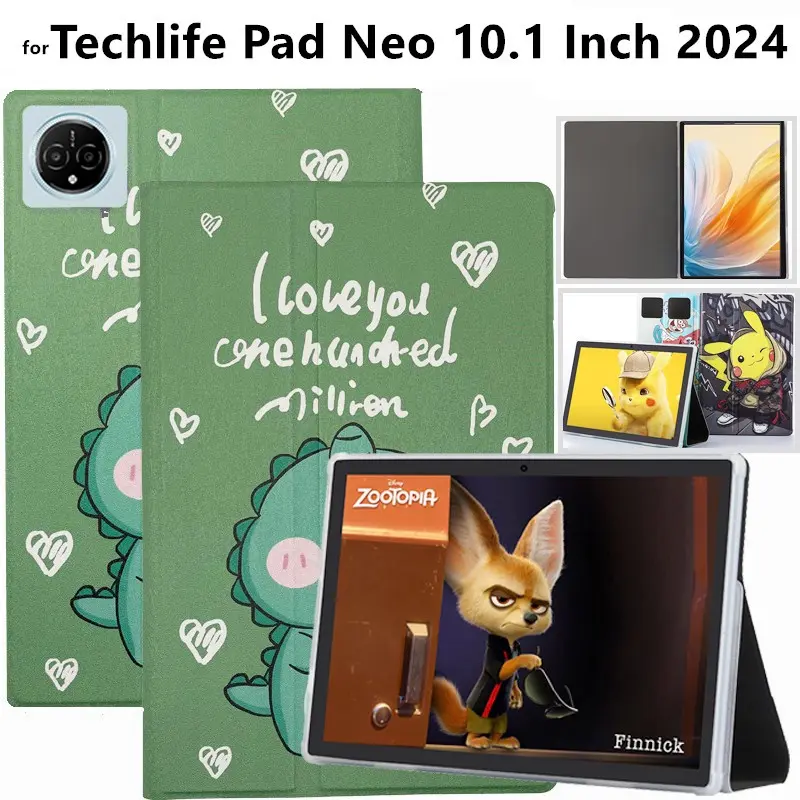 for TechLife Pad Neo 10.1 Inch 2024 Case Flip Leather Shockproof Silicone Protective Case Stand Cover