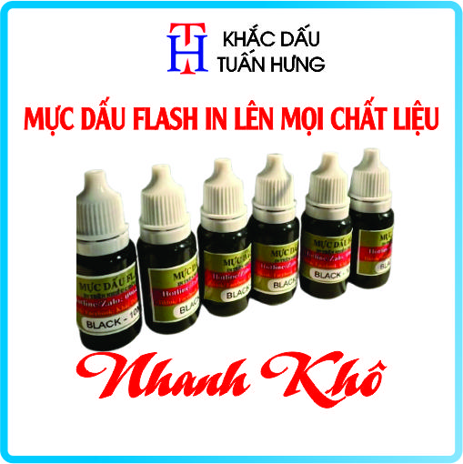  ￼Mực dấu Flash in trên nhiều chất liệu mực dấu flash dùng đóng bao bì hộp cơm nhựa sắt đồng inox gỗ 10ml 