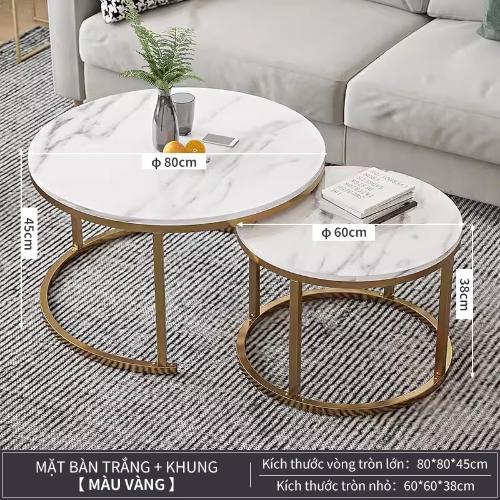 Bàn Trà Tròn Bàn Decor Hình Tròn Họa Tiết Vân Đá Gỗ MDF Hiện Đại Sang Trọng Cho Phòng Khách