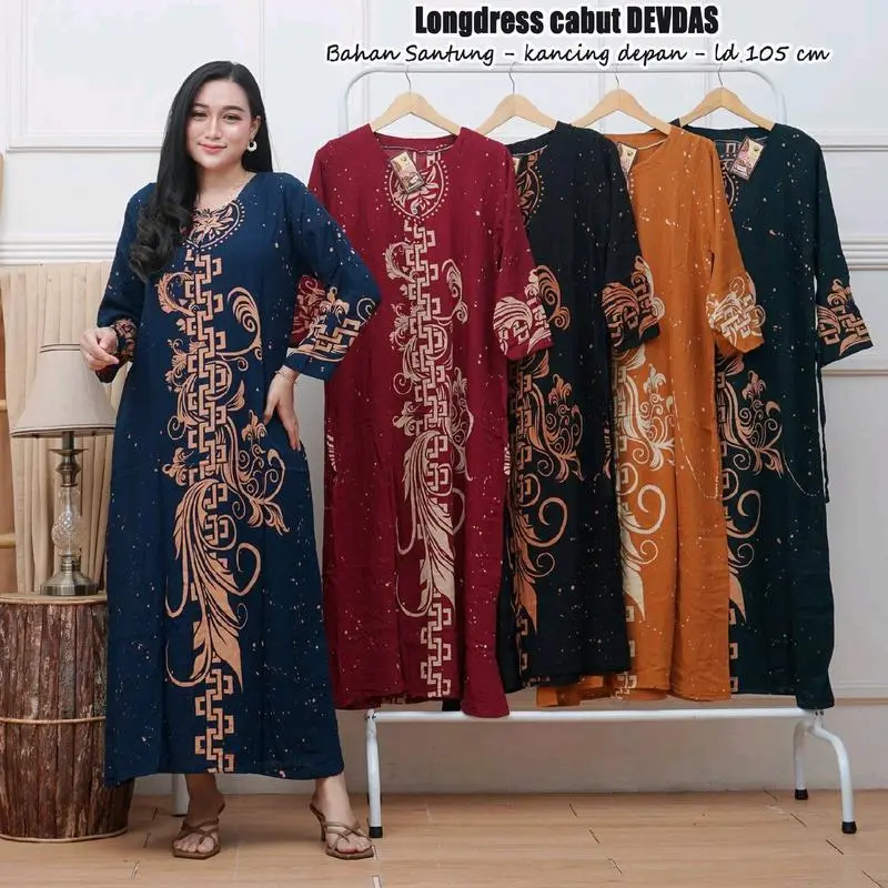 daster murah 100ribu dapat 3pcs longdress wanita cantik new motif Bunga Bunga Musim panas Musim dingin Busui Kancing citra Tidur Bumil Rayon 3