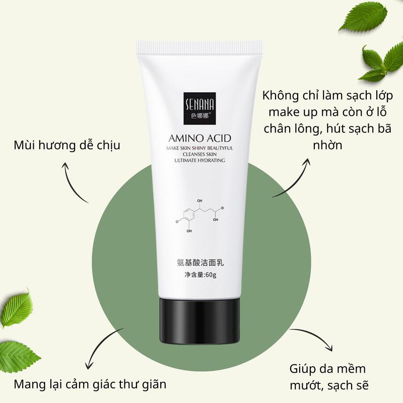 Product Introduction of Combo Sữa Rửa Mặt Amino Acid SENANA 60g Giúp Làm Sạch Sâu Bụi Bẩn Giảm Bã Nhờn Hỗ Trợ Thu Nhỏ Lỗ Chân Lông Cho Bạn Làn Da Mịn Màng 6