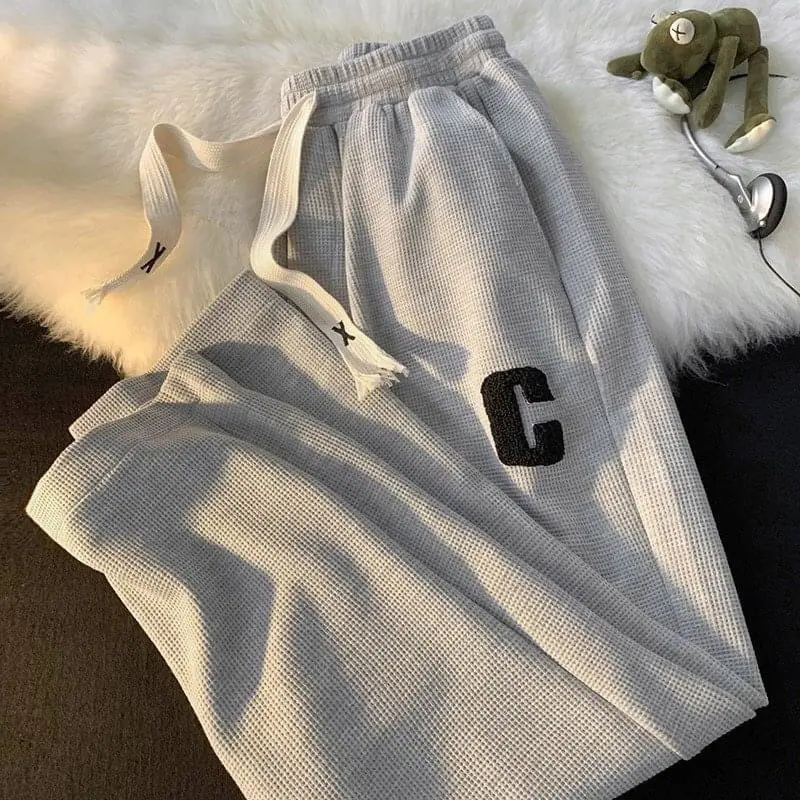 Quần Ống Rộng Suông Chữ C Unisex Chất Tổ Ong 3