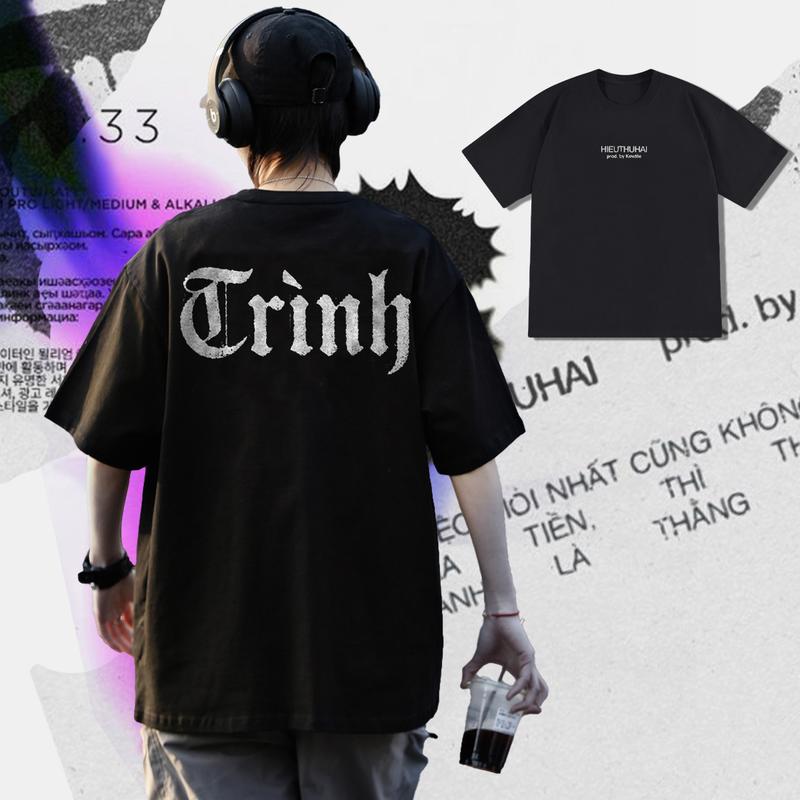 Áo Thun TRÌNH HIEUTHUHAI, Áo Thun Unisex Form Rộng Chất Mềm Mỏng Thoáng Mát Hot Trend In 2 Mặt Menswear Cổ Tròn áo  thun 2