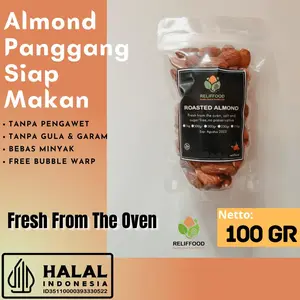 ROASTED ALMOND - KACANG ALMOND PANGGANG KUPAS 100 gr SIAP MAKAN Snack Food Cemilan