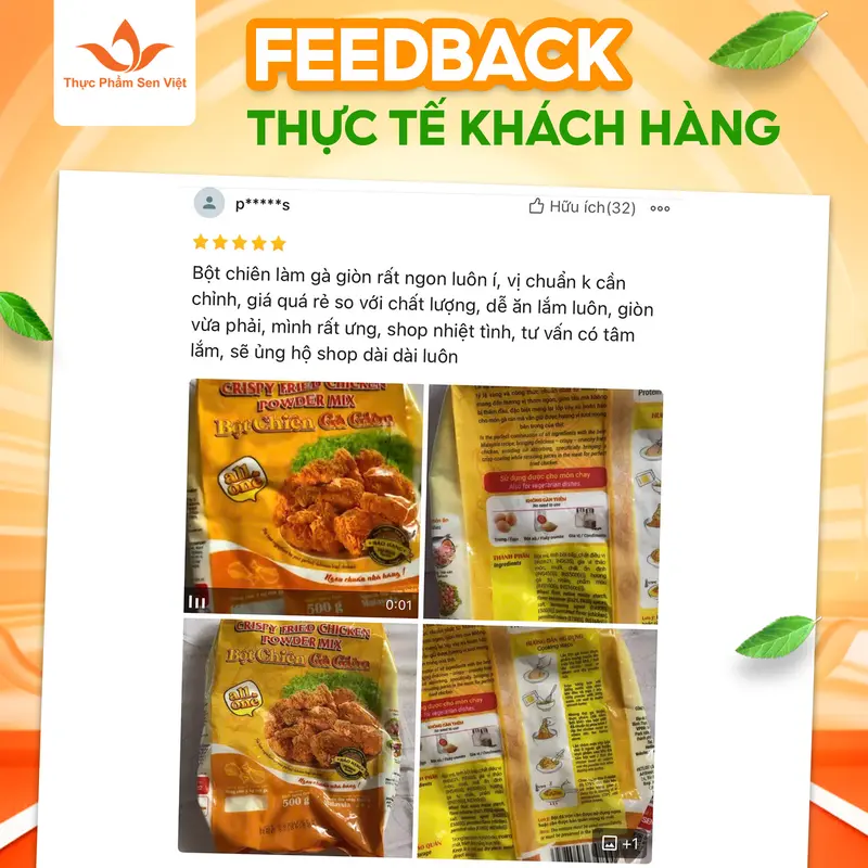 Bột chiên gà giòn KFC All in One Orange Chef 500gr, bột chiên xù giòn tan nguyên liệu nhập khẩu Maylaysia 4