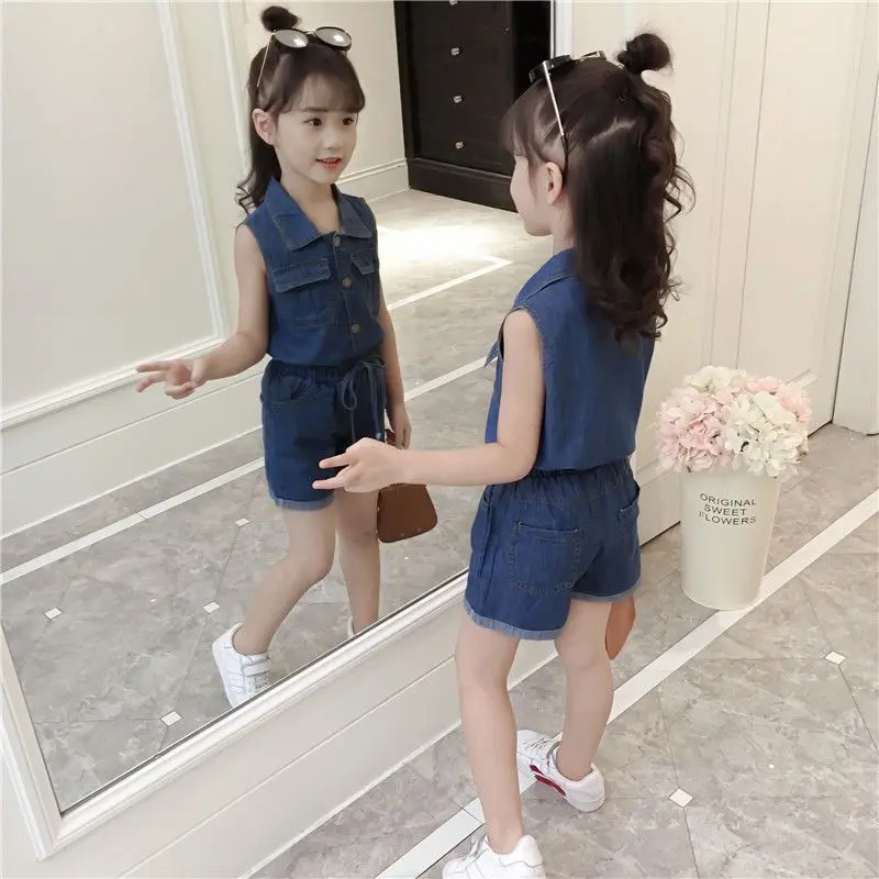 Bộ Đồ Bé Gái, Quần Áo Mùa Hè Mới, Thời Trang, Phong Cách Hàn Quốc, Quần Short Denim, Bộ Hai Mảnh, Quần Áo Thời Trang, Được Nhiều Người Vinh Danh Vào Năm 2025, Thích Hợp Cho Trẻ Em 2