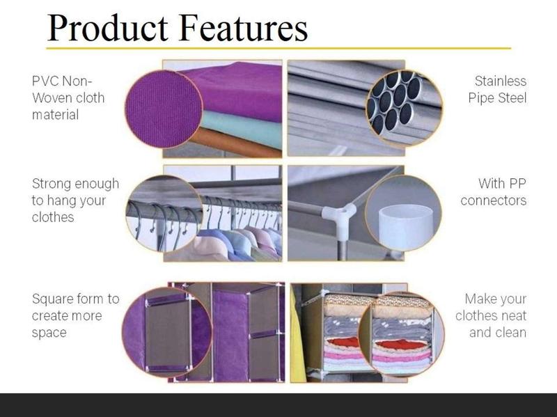 Product Introduction of Prince King Size Multifunctional Wardrobe Dustproof Cover Almari Baju YG3 - Wardrobe Closet Rak Baju Clothes Organization Storage Rack Cabinet 2