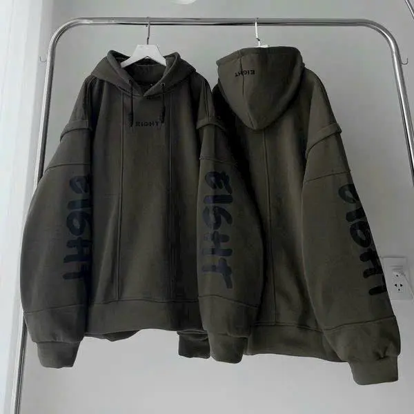 ÁO KHOÁC NỈ FORM RỘNG THỜI TRANG THU ĐÔNG MẪU MỚI PHONG CÁCH HÀN CỰC ĐẸP Menswear Nam Hoodie Dài Tay Đen 2