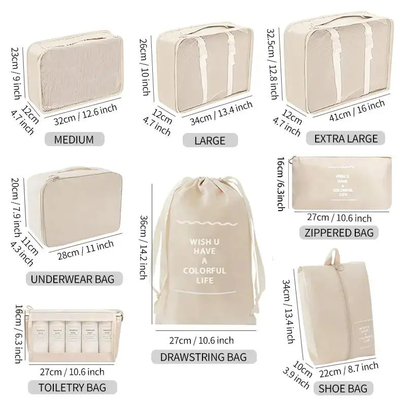 Travel Storage Bag Set, 8counts/set Portable Travel Storage Bag, Waterproof Travel Storage Bag, Luggage Organizer, Travel Accessories 1