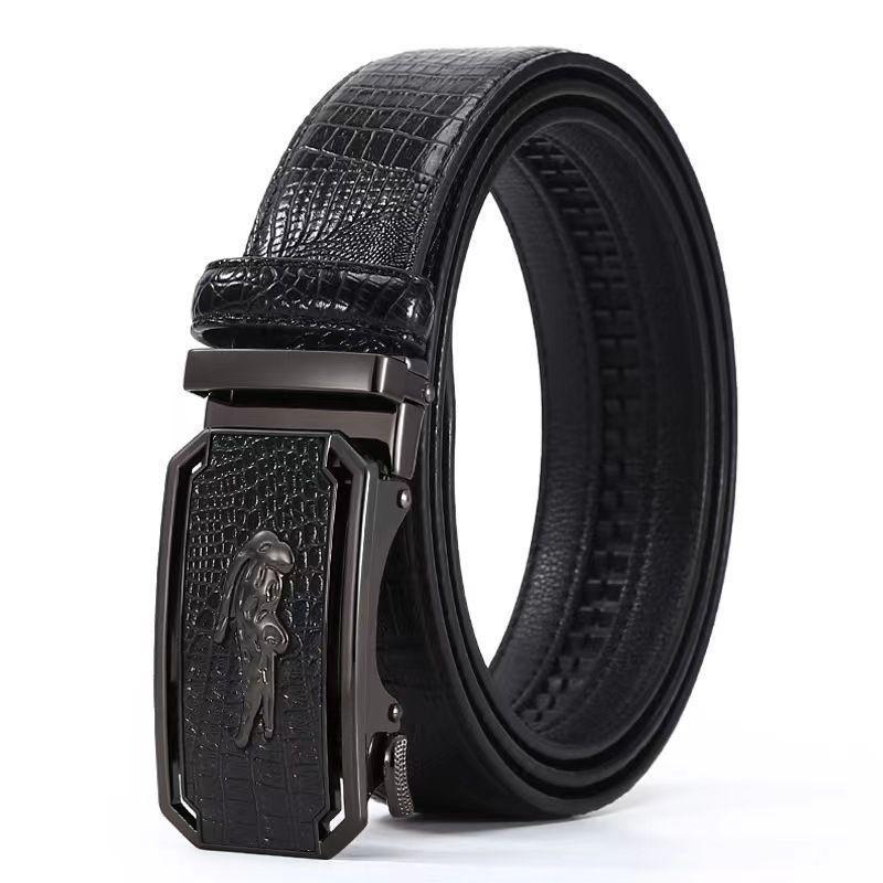 Product Introduction of Genuine Leather High-End Automatic New Men's Popular Leather Belt Authentic Cowhide Pant Belt Business Casual Fashion Belt Crocodile 20