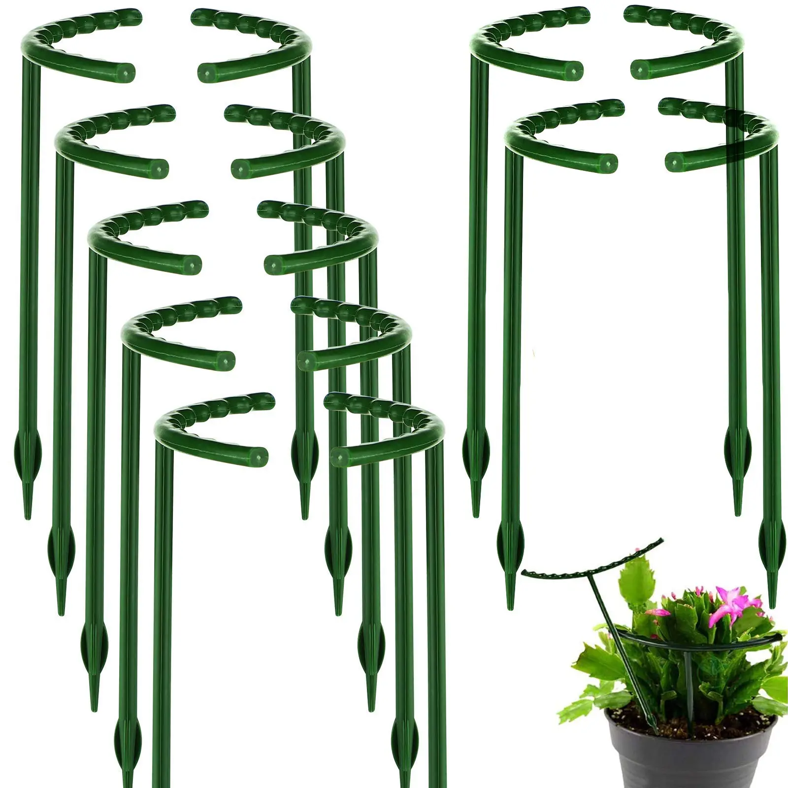 Plastic Plant Support Pole, Half Round Fixing Pole, Garden Plant Climbing Support Rack, Garden Accessories for Indoor & Outdoor
