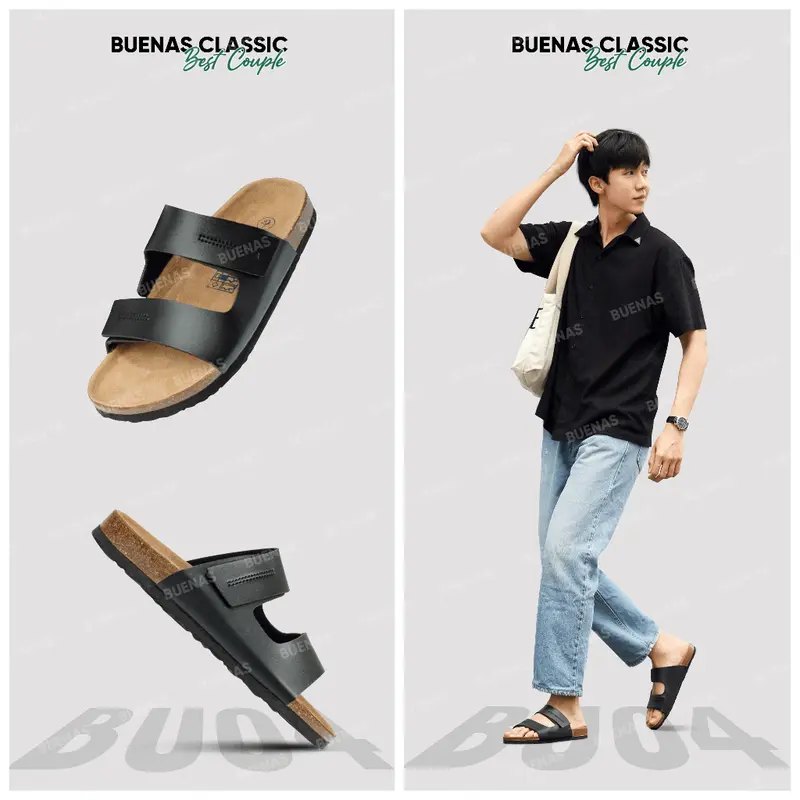 Dép đế trấu nam nữ BU04 unisex birken quai ngang Buenas - BU04 1