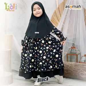 TERBARU !! Homedress Anak Kekinian Bahan Rayon Premium Warna Black Loli Series By Asymah