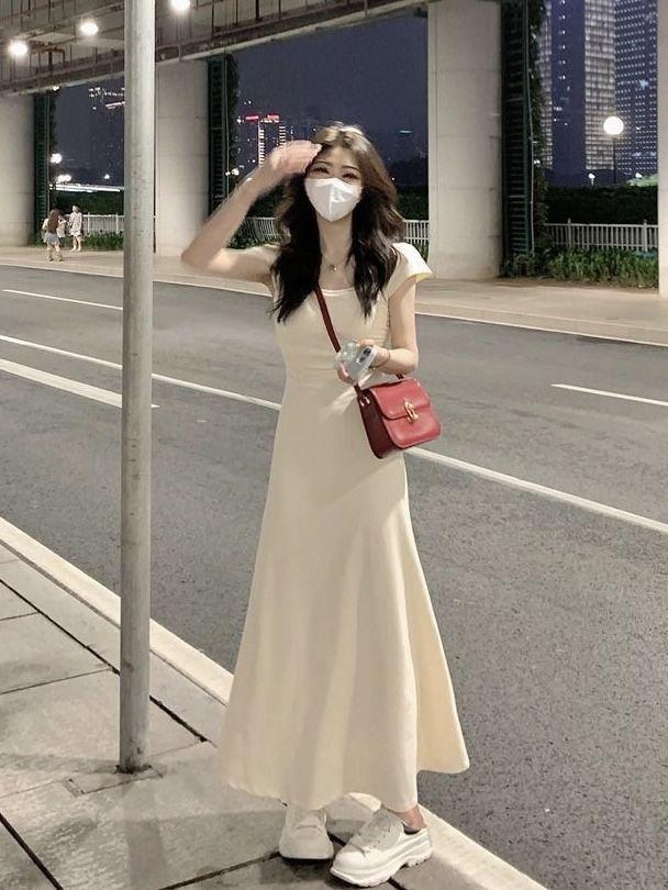 Product Introduction of Váy Màu Xám Phong Cách Pháp, Ngoại Cỡ, Thiết Kế Tiệc Trà Cổ Vuông, Váy Dài Bó Sát Eo, Hàng Mới Về, Dành Cho Phụ Nữ, Thích Hợp Cho Mùa Hè 6