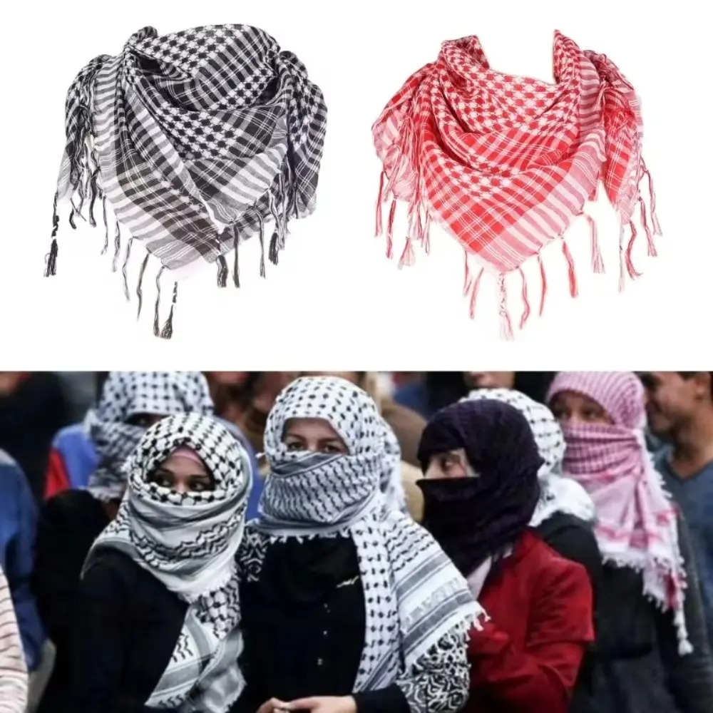 New Large Arab Shemagh Headscarf with Tassel Costume Desert Scarf Bandana Keffiyeh for Men Women