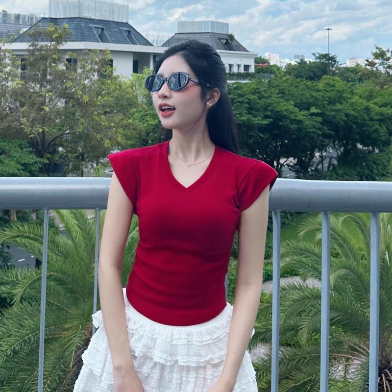 A06 Áo Thun Tay Hến Cổ Tim, Vải Borip Cotton Cao Cấp, Co Giãn, Mịn Mát, Thấm Hút Tốt 3