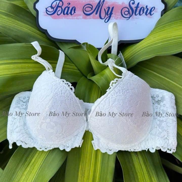 012 - Áo Lót Nữ Boya Ren Cài Trước Mút Ép Mỏng 0,5cm Có Gọng Nhung Kem Bra Tua Rua