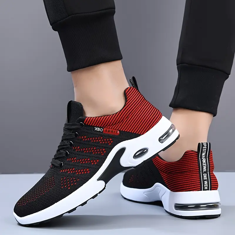 Men'S Athletic Running Shoes, Walking Footwear, Fashionable Fitness Sneakers for Men, Breathable, Lightweight, Comfortable - Fabric Upper, PVC Sole, Lace-Up Closure, with Striped Pattern 1