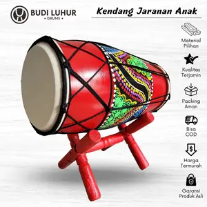 Mainan Tradisional Anak Kendang Jawa Seni Jaranan Panjang 30cm Motif Unik Suara Nyaring Berkualitas