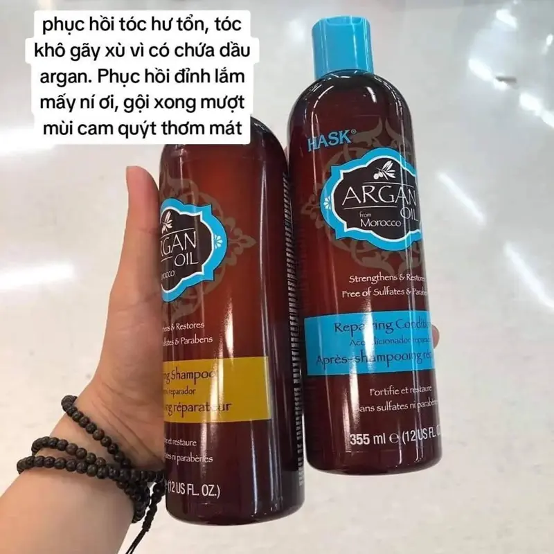 Dầu Gội Xả Tăng Cường P.h.ụ.c H.ồ.i & Tái Tạo HASK ARGAN Oil Repairing . Không Chứa Silicone .