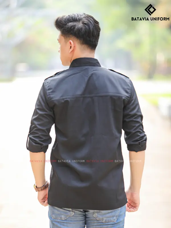 Kemeja PDL Lengan Panjang by Batavia Uniform - Kemeja Kerja Lapangan Tactical Lengan Panjang Pria Wanita Warna Hitam Bahan American Drill Bisa Custom Bordir Satuan dan Custom Design Basic Merah  Casual Atasan Navy Army kemeja  unisex 2