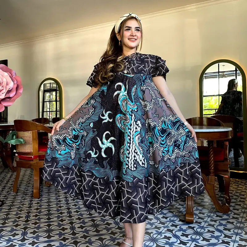 DASTER PAYUNG JUMBO Katun Rayon lembut Busui Kancing Motif Batik cocok untuk Bumil remaja Nyaman Panjang 1