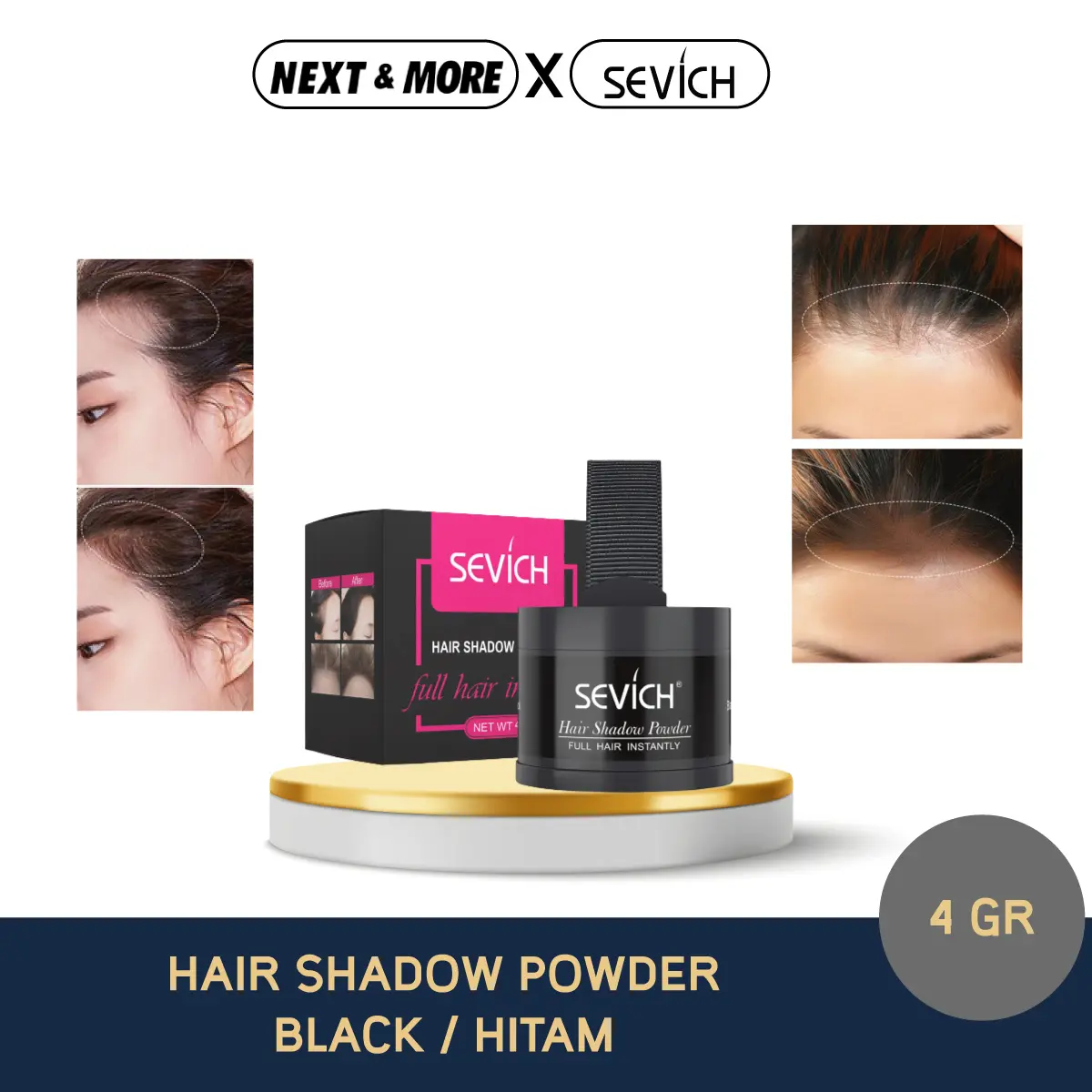 Shadow Powder Bedak Penutup Garis Rambut Hairline Pewarna Black Brown DarkBrown