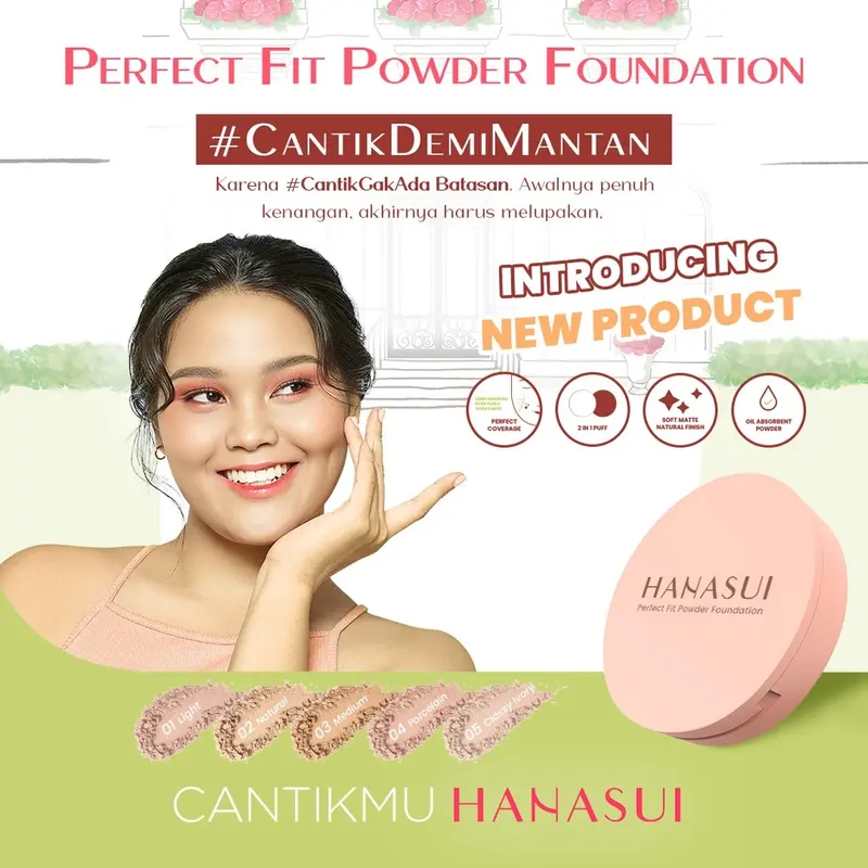 HANASUI Perfect Fit Powder Foundation | Bedak Padat Hanasui ORIGINAL | Wajah 1