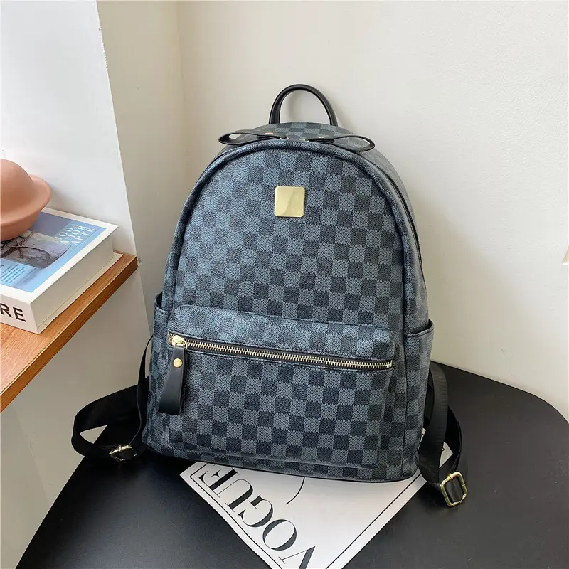 Balo Thời Trang Ô Xanh-Nâu vừa A4 - Đeo Vai - Backpack 0
