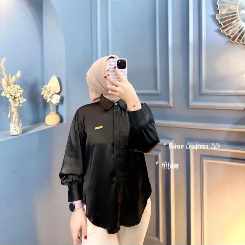 Product Introduction of Kemeja shimmer CRADENZA silk grade A.atasan wanita, kemeja wanita lengan panjang Baju Balon 3