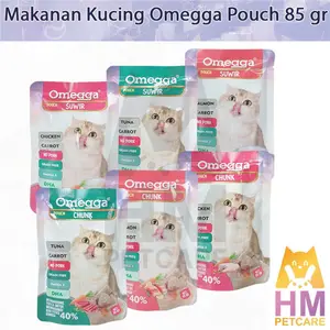 Omegga Pouch 85 Gram Suwir - Makanan Kucing Basah Wet Cat Food Omega Pouch Cunk 85gr