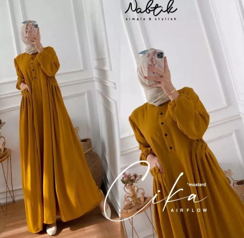 Product Introduction of R-dafa Gamis Warna Abu Model Terbaru Dan Kekinian Polos Crinkle Kantong Lembut Muslim Wanita Dewasa 4